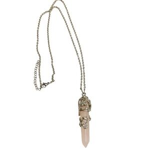 Light pink Quartz Healing Crystal Pendant Chakra Flower With Chain 💗